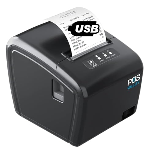 POS VALLEY USB-Drucker 80 mm Thermisch für Belege mit Auto-Cut-Halterung Schublade, 260 mm/s, unterstützt Windows/Android/Mac/Linux/ChromeOS/ESC/POS - POS VALLEY von POS VALLEY