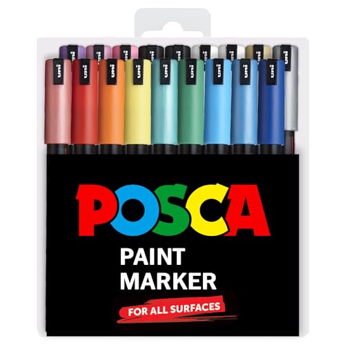 POSCA PC-1MR 18 Kugelschreiber-Set – limitierte Auflage aus Kunststoff – extra schwarz und weiß von POSCA