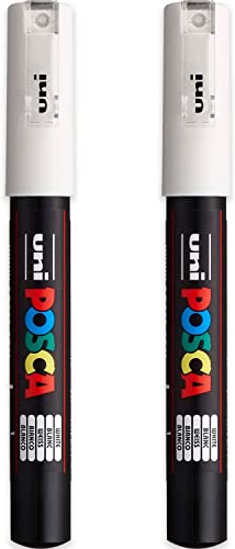 Posca PC-1M Farbmarker Kunststifte – 0,7 mm Spitze – weiße Tinte – 2 Stück von POSCA