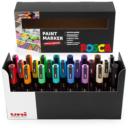 POSCA - PC-3M – Lackmarker Kunststifte – 0,9–1,3 mm – Schreibtischset mit 23 Farben von POSCA