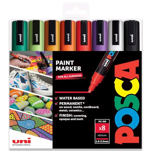 POSCA - PC-5M - Farbmarker-Kunststifte - 1,8–2,5 mm - 8er-Set in Geschenkbox (Halloween Tones) von POSCA