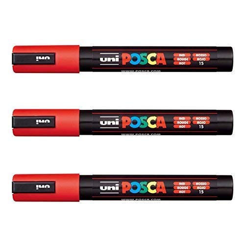 POSCA PC-5M by Uni-Ball – [3 Stück] Rot von POSCA