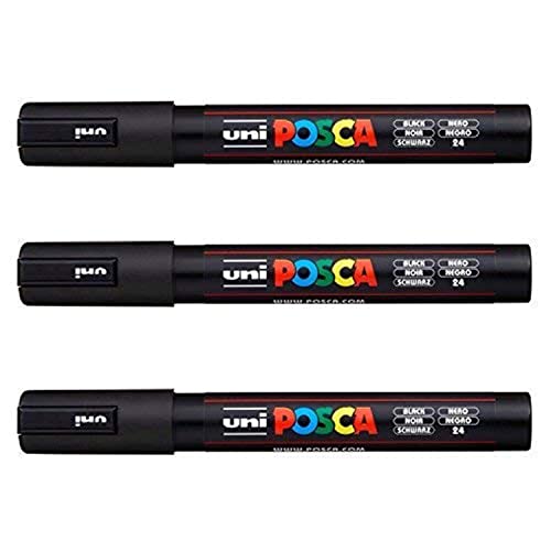 POSCA PC-5M von Uni-Ball - [3 Stück] Schwarz von POSCA