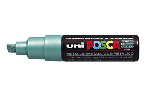 POSCA Uni-BALL Marker, breite Spitze, abgeschrägt, PC8K, 8 mm, Grün Metall von uni