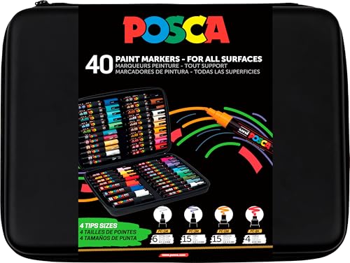 POSCA 186840 - POSCA Marker Set, 40 Acrylstifte in Strichbreiten PC-1MC, PC-3M, PC-5M, PC-8K POSCA 186840 - POSCA Marker Set, 40 Acrylstifte in Strichbreiten PC-1MC, PC-3M, PC-5M, PC-8K von POSCA