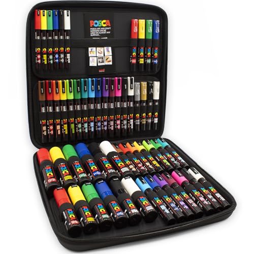 Posca - PC-17K / PC-7M / PC-5M / PC-3M / PC-1M / PC-1MR - Lackmarker Kunststifte - Reise-Hartschalenkoffer mit 54 Stück von POSCA