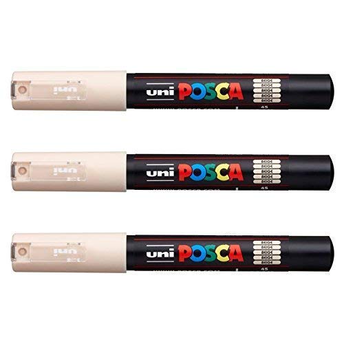 Posca PC-1M von Uni-Ball - Vollständige Palette von 22 Farben erhältlich! [3er-Packung] beige von POSCA