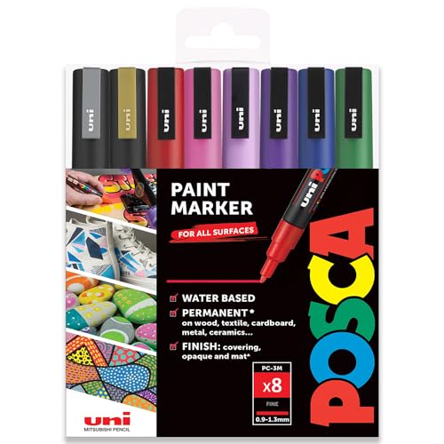 POSCA – PC-3M – Farbmarker-Kunststifte – 0,9–1,3 mm – 8er-Set in Geschenkbox (Popular Colours) POSCA – PC-3M – Farbmarker-Kunststifte – 0,9–1,3 mm – 8er-Set in Geschenkbox (Popular Colours) von POSCA