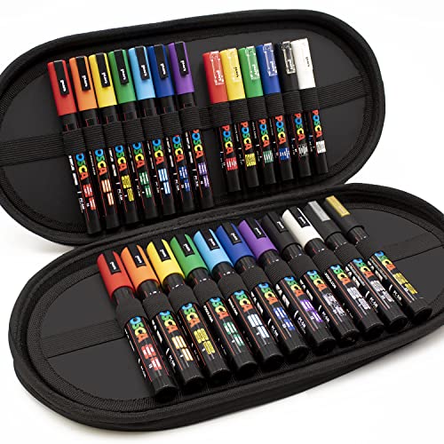 Posca - PC-5M / PC-3M / PC-1M - Paint Marker Art Pens - Display Case of 24 - The Starter Basic Gift Set von POSCA