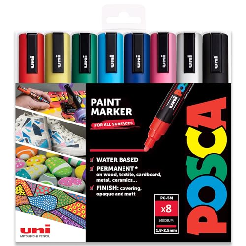 POSCA - PC-5M - Farbmarker-Kunststifte - 1,8–2,5 mm - 8er-Set in Geschenkbox (Classic Set (B)) von POSCA