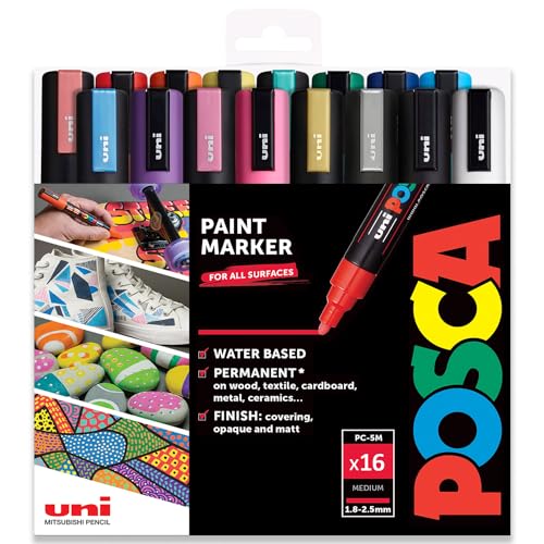 Posca - PC-5M – Lackmarker Kunststifte – 1,8–2,5 mm – Starter-Set mit 16 Stück in Geschenkboxen von POSCA