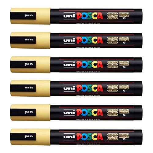 Posca PC-5M Marker von Uni-Ball, in 35 Farben erhältlich, 12er-Packung Straw Yellow von POSCA