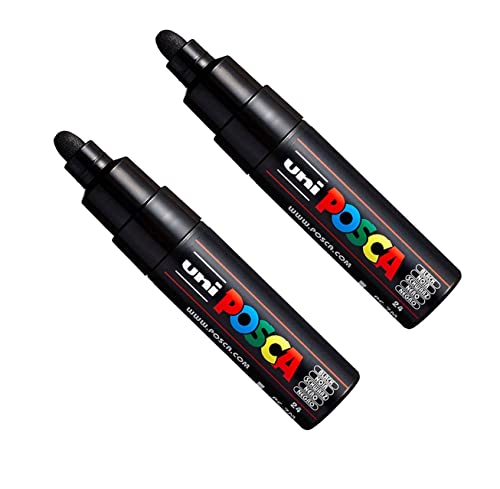 Posca PC-7M Farbmarker Kunststifte – 4,5–5,5 mm große Rundspitze, schwarze Tinte, 2 Stück von POSCA