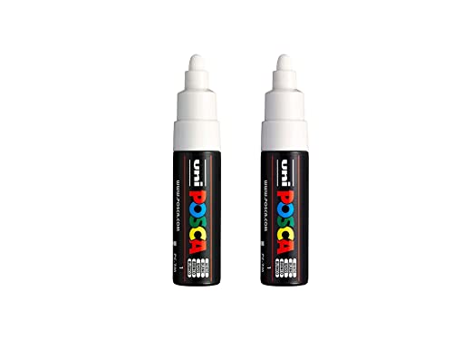 Posca PC-7M Farbmarker Kunststifte – 4,5–5,5 mm große Rundspitze – weiße Tinte – 2 Stifte von POSCA