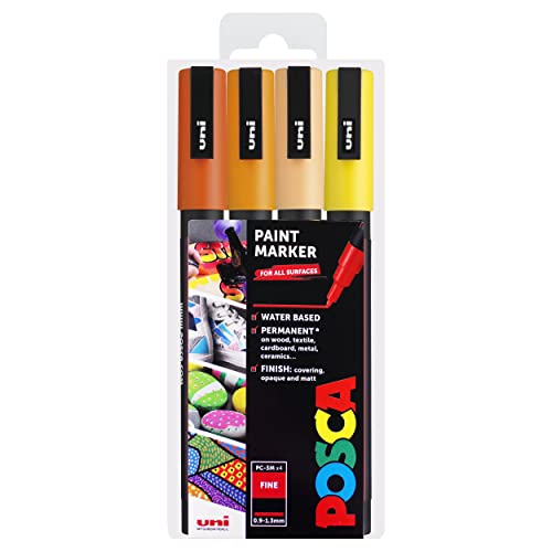 POSCA PC-3M Art Paint Markers – 4er-Set – im Plastiketui (Sunrise Tones) von POSCA