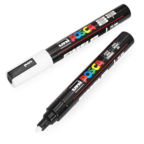 Posca Uni-Ball PC-5M Farbmarker, Kunststifte, 1,8–2,5 mm, Schwarz und Weiß, 2 Stück von POSCA