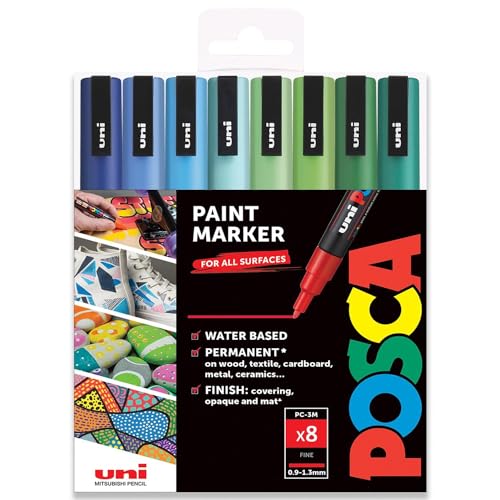 Posca – PC-3M – Farbmarker-Kunststifte – 0,9–1,3 mm – 8er-Set in Geschenkbox (Blue Green Tones) Posca – PC-3M – Farbmarker-Kunststifte – 0,9–1,3 mm – 8er-Set in Geschenkbox (Blue Green Tones) von POSCA