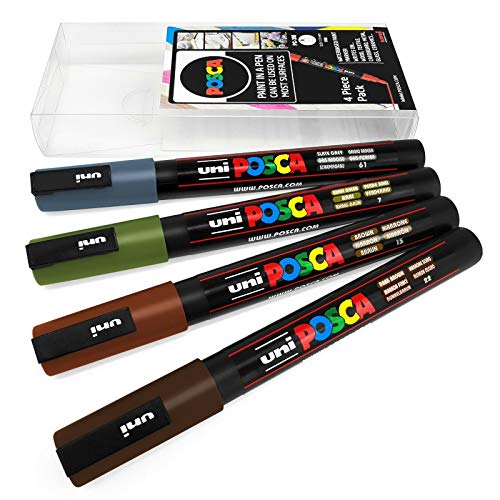 POSCA PC-3M Art Paint Markers – 4er-Set – im Plastiketui (Earth Tones) von POSCA