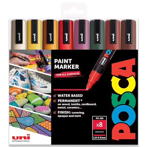 Posca - PC-5M - Farbmarker-Kunststifte - 1,8–2,5 mm - 8er-Set in Geschenkbox (Autumn Tones) von POSCA