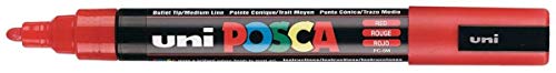 Uni Posca PC-5M Farbstift, rot, farbige Marker/Stifte, 2,5 mm (mittlere Spitze), schreibt auf jeder Oberfläche - Metall, Glas, Holz, Stoff, Kunststoff, Stein (1 Stück) von POSCA