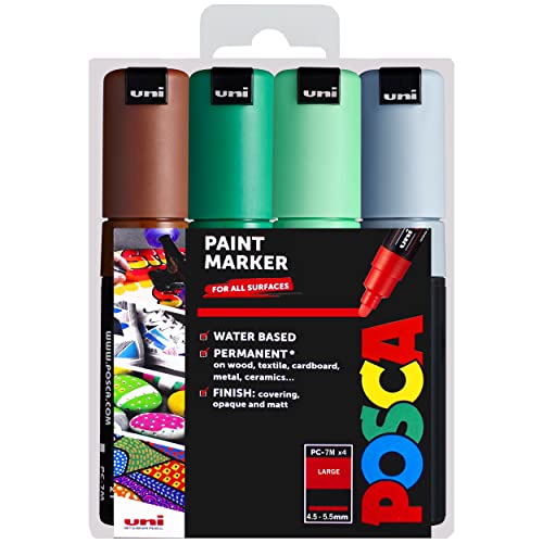 POSCA Uni PC-7M Art Paint Markers – 4er-Set – in Plastikhülle (Earth Tones) von POSCA
