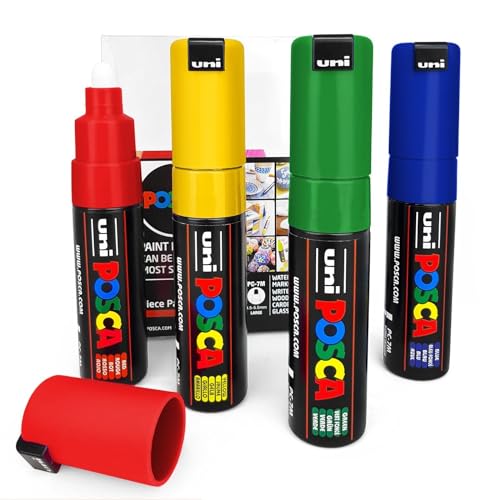 POSCA Uni PC-7M Art Paint Markers – 4er-Set – in Plastikhülle (Primary Tones) von POSCA