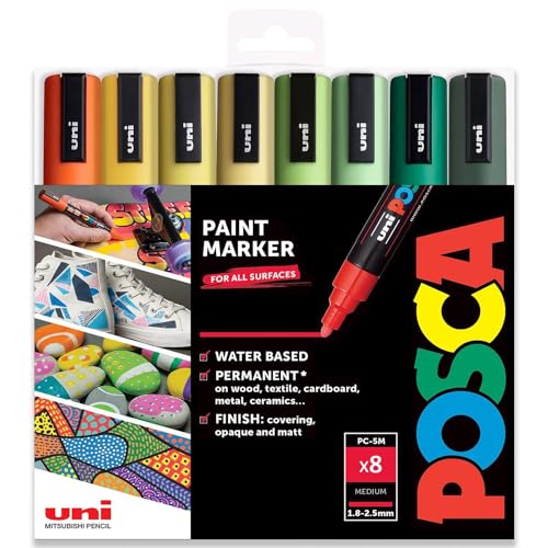 Posca - PC-5M - Farbmarker-Kunststifte - 1,8–2,5 mm - 8er-Set in Geschenkbox (Citrus Tones) von POSCA