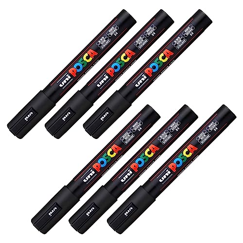 POSCA 205056 - POSCA Marker mit mittelfeiner Rundspitze schwarz, 6 Stück, PC-5M von POSCA