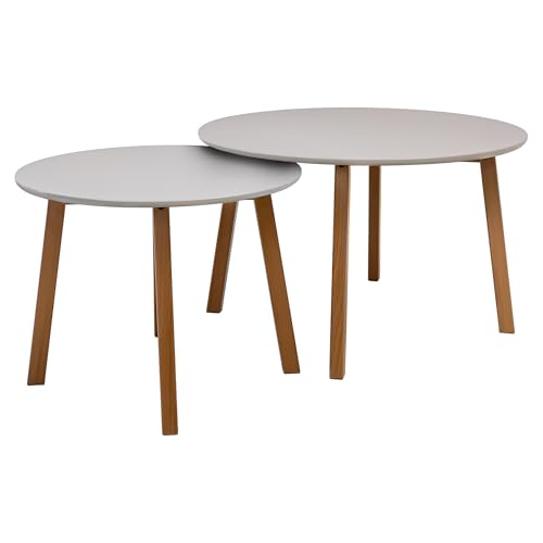 POSNORD Couchtisch 2er Set für Wohnzimmer - Beistelltisch Set aus MDF mit Buchenholzbeinen - Skandinavischer Kaffeetisch Set mit Lackierter Oberfläche Beige POSNORD Couchtisch 2er Set für Wohnzimmer - Beistelltisch Set aus MDF mit Buchenholzbeinen - Skandinavischer Kaffeetisch Set mit Lackierter Oberfläche Beige von POSNORD