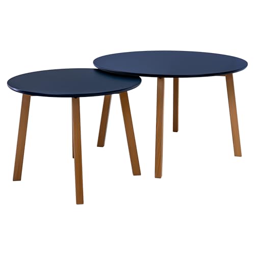 POSNORD Couchtisch 2er Set für Wohnzimmer - Beistelltisch Set aus MDF mit Buchenholzbeinen - Skandinavischer Kaffeetisch Set mit Lackierter Oberfläche Blau POSNORD Couchtisch 2er Set für Wohnzimmer - Beistelltisch Set aus MDF mit Buchenholzbeinen - Skandinavischer Kaffeetisch Set mit Lackierter Oberfläche Blau von POSNORD