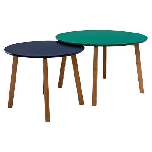 POSNORD Couchtisch 2er Set für Wohnzimmer - Beistelltisch Set aus MDF mit Buchenholzbeinen - Skandinavischer Kaffeetisch Set mit Lackierter Oberfläche Forest Grün & Blau POSNORD Couchtisch 2er Set für Wohnzimmer - Beistelltisch Set aus MDF mit Buchenholzbeinen - Skandinavischer Kaffeetisch Set mit Lackierter Oberfläche Forest Grün & Blau von POSNORD