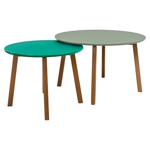 POSNORD Couchtisch 2er Set für Wohnzimmer - Beistelltisch Set aus MDF mit Buchenholzbeinen - Skandinavischer Kaffeetisch Set mit Lackierter Oberfläche Forest Grün & Olivgrün POSNORD Couchtisch 2er Set für Wohnzimmer - Beistelltisch Set aus MDF mit Buchenholzbeinen - Skandinavischer Kaffeetisch Set mit Lackierter Oberfläche Forest Grün & Olivgrün von POSNORD
