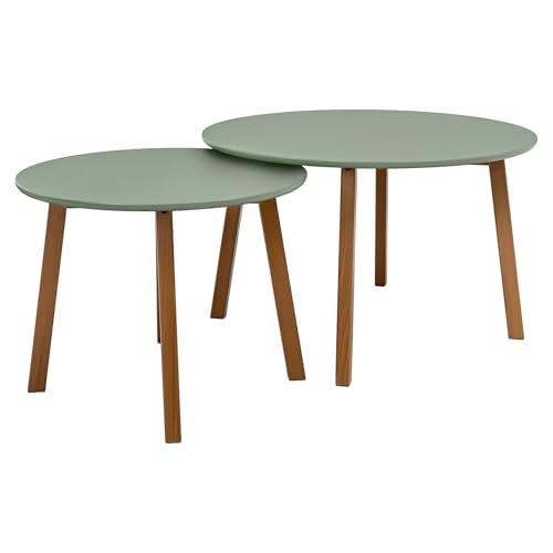 POSNORD Couchtisch 2er Set für Wohnzimmer - Beistelltisch Set aus MDF mit Buchenholzbeinen - Skandinavischer Kaffeetisch Set mit Lackierter Oberfläche Olivgrün POSNORD Couchtisch 2er Set für Wohnzimmer - Beistelltisch Set aus MDF mit Buchenholzbeinen - Skandinavischer Kaffeetisch Set mit Lackierter Oberfläche Olivgrün von POSNORD