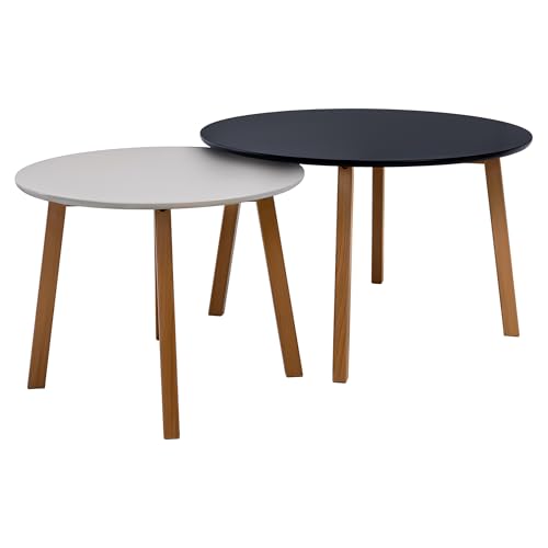 POSNORD Couchtisch 2er Set für Wohnzimmer - Beistelltisch Set aus MDF mit Buchenholzbeinen - Skandinavischer Kaffeetisch Set mit Lackierter Oberfläche Schwarz & Beige POSNORD Couchtisch 2er Set für Wohnzimmer - Beistelltisch Set aus MDF mit Buchenholzbeinen - Skandinavischer Kaffeetisch Set mit Lackierter Oberfläche Schwarz & Beige von POSNORD