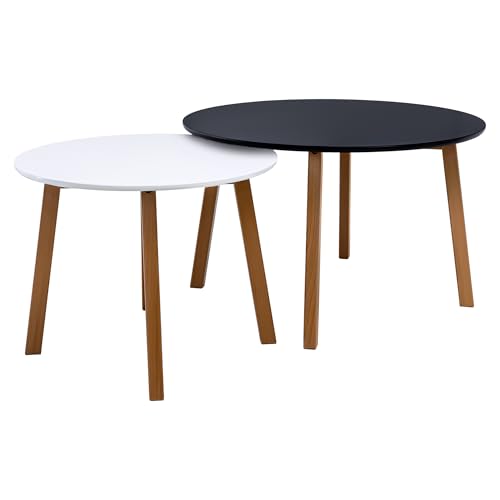 POSNORD Couchtisch 2er Set für Wohnzimmer - Beistelltisch Set aus MDF mit Buchenholzbeinen - Skandinavischer Kaffeetisch Set mit Lackierter Oberfläche Schwarz & Weiß POSNORD Couchtisch 2er Set für Wohnzimmer - Beistelltisch Set aus MDF mit Buchenholzbeinen - Skandinavischer Kaffeetisch Set mit Lackierter Oberfläche Schwarz & Weiß von POSNORD