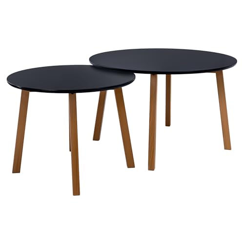 POSNORD Couchtisch 2er Set für Wohnzimmer - Beistelltisch Set aus MDF mit Buchenholzbeinen - Skandinavischer Kaffeetisch Set mit Lackierter Oberfläche Schwarz POSNORD Couchtisch 2er Set für Wohnzimmer - Beistelltisch Set aus MDF mit Buchenholzbeinen - Skandinavischer Kaffeetisch Set mit Lackierter Oberfläche Schwarz von POSNORD