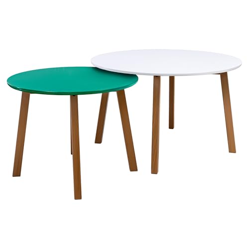 POSNORD Couchtisch 2er Set für Wohnzimmer - Beistelltisch Set aus MDF mit Buchenholzbeinen - Skandinavischer Kaffeetisch Set mit Lackierter Oberfläche Weiß & Forest Grün POSNORD Couchtisch 2er Set für Wohnzimmer - Beistelltisch Set aus MDF mit Buchenholzbeinen - Skandinavischer Kaffeetisch Set mit Lackierter Oberfläche Weiß & Forest Grün von POSNORD