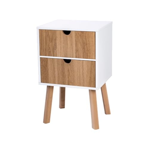 POSNORD Nachttisch mit Zwei Eichefarben Schubladen, Nachtschrank, MDF und Buchenholz, Mit Stauraum, Lackierter Körper, Ideal für Schlafzimmer, 34,5x30x55,5 cm, Weiß POSNORD Nachttisch mit Zwei Eichefarben Schubladen, Nachtschrank, MDF und Buchenholz, Mit Stauraum, Lackierter Körper, Ideal für Schlafzimmer, 34,5x30x55,5 cm, Weiß von POSNORD