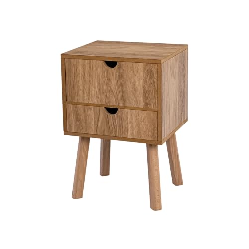 POSNORD Nachttisch mit Zwei Eichefarben Schubladen, Nachtschrank, MDF und Buchenholz, Mit Stauraum, Laminiert Niedriger Körper, Ideal für Schlafzimmer, 34,5x30x50,5 cm, Eichemuster POSNORD Nachttisch mit Zwei Eichefarben Schubladen, Nachtschrank, MDF und Buchenholz, Mit Stauraum, Laminiert Niedriger Körper, Ideal für Schlafzimmer, 34,5x30x50,5 cm, Eichemuster von POSNORD