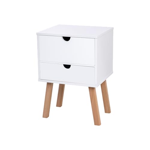 POSNORD Nachttisch mit Zwei Weiß Schubladen, Nachtschrank, MDF und Buchenholz, Mit Stauraum, Lackierter Niedriger Körper, Ideal für Schlafzimmer, 34,5x30x50,5 cm, Weiß POSNORD Nachttisch mit Zwei Weiß Schubladen, Nachtschrank, MDF und Buchenholz, Mit Stauraum, Lackierter Niedriger Körper, Ideal für Schlafzimmer, 34,5x30x50,5 cm, Weiß von POSNORD
