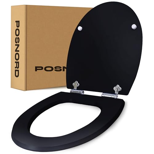 POSNORD WC-Sitz mit Absenkautomatik – MDF Toilettendeckel, Schwarz – Robustes Schraubenset, Einfache Montage – Toilettensitz Passend für Alle Standard-WCs POSNORD WC-Sitz mit Absenkautomatik – MDF Toilettendeckel, Schwarz – Robustes Schraubenset, Einfache Montage – Toilettensitz Passend für Alle Standard-WCs von POSNORD