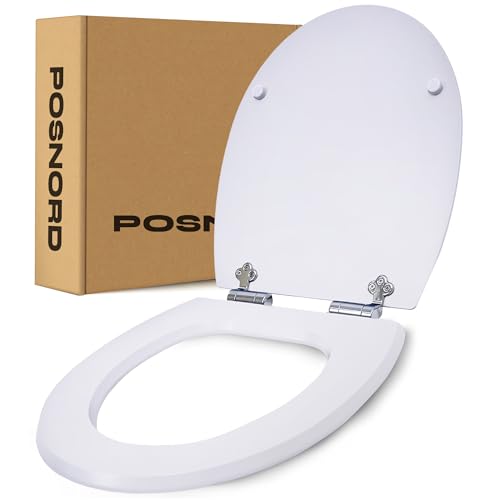 POSNORD WC-Sitz mit Absenkautomatik – MDF Toilettendeckel, Weiß – Robustes Schraubenset, Einfache Montage – Toilettensitz Passend für Alle Standard-WCs POSNORD WC-Sitz mit Absenkautomatik – MDF Toilettendeckel, Weiß – Robustes Schraubenset, Einfache Montage – Toilettensitz Passend für Alle Standard-WCs von POSNORD