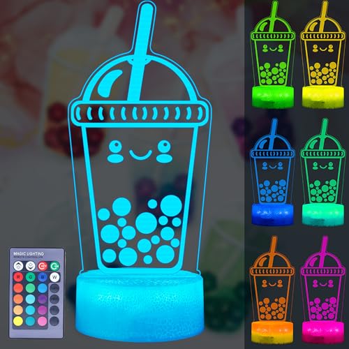 POSSHE Boba-Lampe, Boba-Geschenke, Boba-3D-Nachtlicht mit Fernbedienung, 16 Farbwechsel, RGB-Flackermodus, dimmbar, Geschenke für Jungen und Mädchen von POSSHE