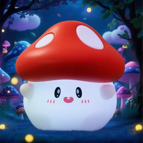 POSSHE Pilz-Nachtlicht, Pilz-Geschenke, niedliches Silikon-Nachtlicht, Kinderzimmer-Dekor, Geschenk für Kinder, Jugendliche, Erwachsene, perfekt für Weihnachten und Geburtstage von POSSHE