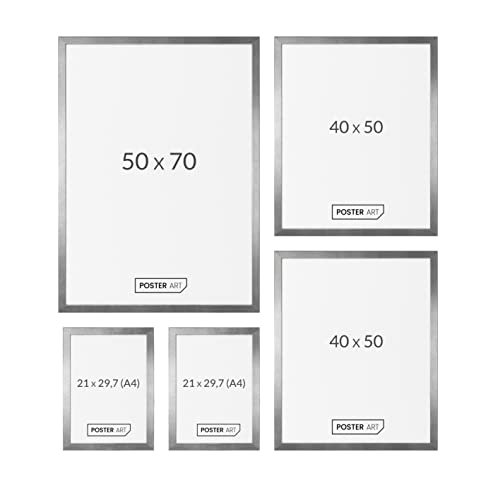 POSTER ART El Dorado Bilderrahmen Set 5 Stück - Zum Aufhängen aus MDF und Acrylglas - Wand Bilderrahmen Moderner Fotorahmen - Silber gealtert 3 Verschiedene Größen POSTER ART El Dorado Bilderrahmen Set 5 Stück - Zum Aufhängen aus MDF und Acrylglas - Wand Bilderrahmen Moderner Fotorahmen - Silber gealtert 3 Verschiedene Größen von POSTER ART