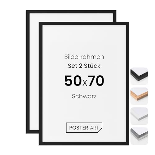 POSTER ART Bilderrahmen Set 2 Stück 50x70 cm Schwarz San Diego | Zum Aufhängen aus MDF und Acrylglas | Wand Bilderrahmen Moderner Fotorahmen | Posterrahmen 50x70 cm von POSTER ART