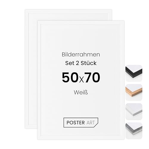 POSTER ART Bilderrahmen Set 2 Stück 50x70 cm Weiß San Diego | Zum Aufhängen aus MDF und Acrylglas | Wand Bilderrahmen Moderner Fotorahmen | Posterrahmen 50x70 cm von POSTER ART