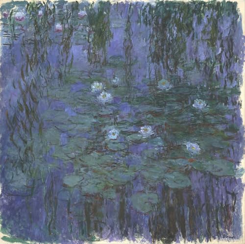 POSTERIIk Berühmt Leinwand Ölgemälde Poster Kunstwerke Blaue Seerosen von claude monet Druckgrafik für Wohnzimmerdekoration 60x90cm von POSTERIIk