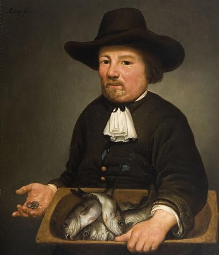POSTERIIk Berühmt Leinwand Ölgemälde Poster Kunstwerke Der Mann mit dem Fischeimer von Aelbert Cuyp Druckgrafik für Wohnzimmerdekoration 60x90cm von POSTERIIk