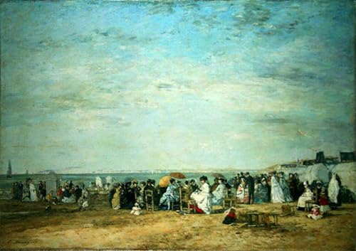 POSTERIIk Berühmt Leinwand Ölgemälde Poster Kunstwerke Der Strand Von Eugene Louis Boudin Druckgrafik für Wanddekoration 60x90cm von POSTERIIk